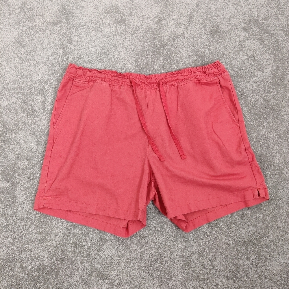 Jachs Girlfriend Women's Cotton Linen Shorts in Coral Size XL Beach Summer